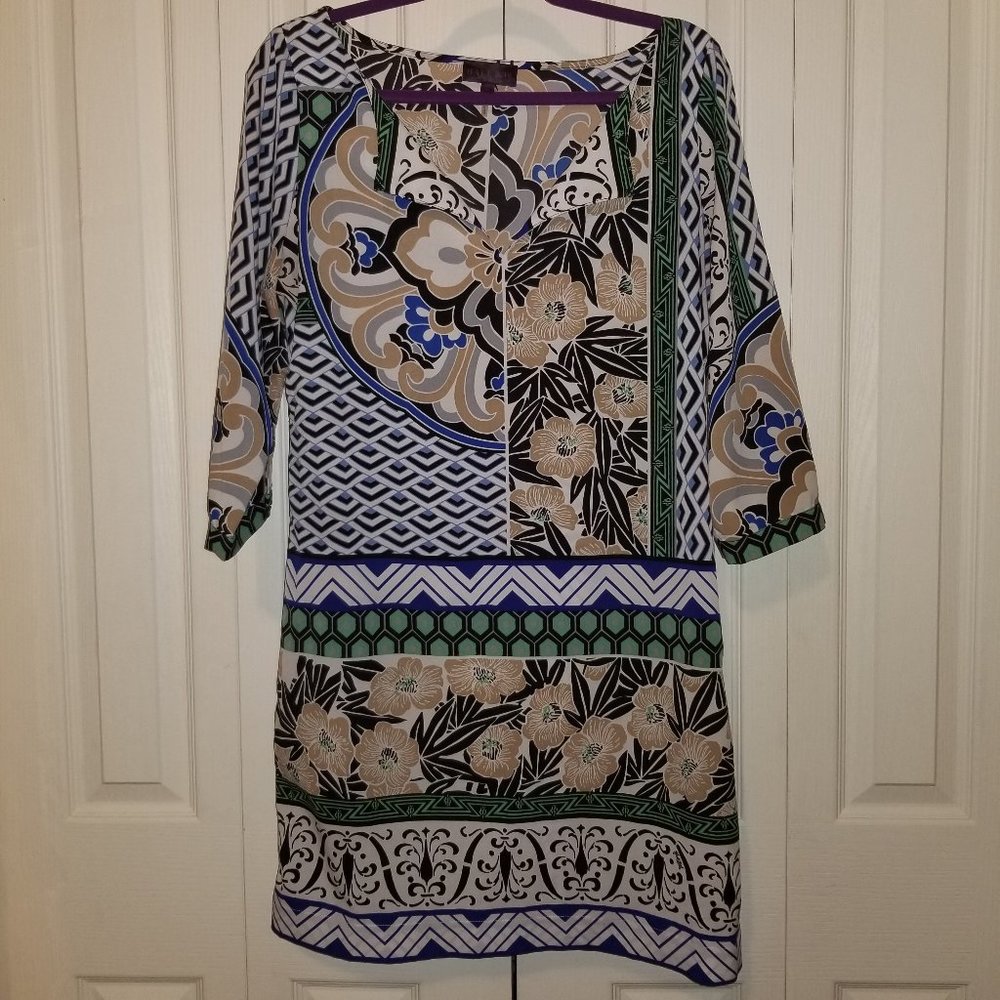 Hale Bob Blue Multi Tunic Shift Dress